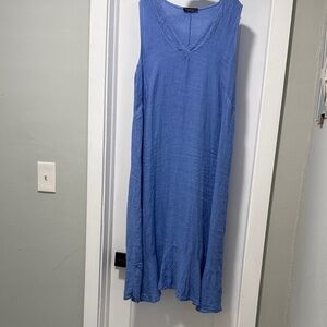 Linen periwinkle Sleeveless Maxi Dress